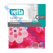 Салфетка из микрофибры, для стекол и зеркал 30х30см. "Vetta" №448229