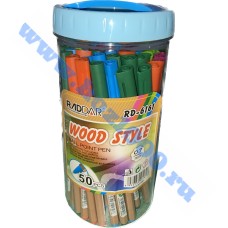 Набор шариковый ручек, синие "Wood Style" (50шт.) №RF-6161