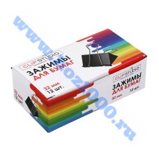 Набор зажимов для бумаг 32мм. "ClipStudio" черные 12шт. №588017