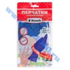 Перчатки хозяйственные, латексные "Komfi" "XL" №NB004G (1 пара)