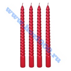 Набор витых свечей 4шт., 25см. цвет бордо "Ladecor" №508855