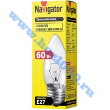 Лампа 60 Вт Е-27 свеча "NAVIGATOR"