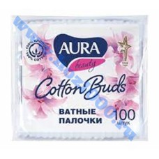 Ватные палочки "AURA" в пакете, 100шт.