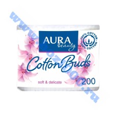 Ватные палочки "AURA" в пакете, 200шт.