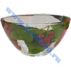 Салатник стеклянный, прозрачный с риунком, мини d-11см.