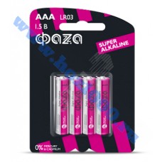 Батарейка миз. AAА LR03 "Фaza" (4шт.) алкалин. 1/12