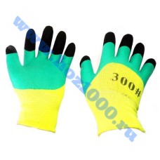 Перчатки прорезиненные №300 "Желто зелено черные" 12пар.