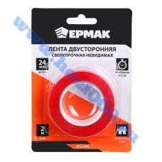 Лента двухсторонняя "Ермак" сверхпрочная невидимая 24ммх2м. Ермак №472044