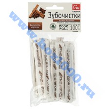 Зубочистка березовые с ароматом Корицы "Grifon" 100шт. в инд.уп. №437273