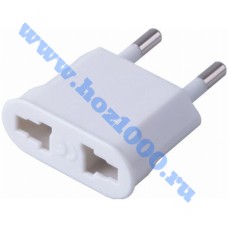 Эл.переходник 6А 250V плоский, белый "EAC"